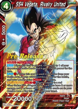 Image of SS4 Vegeta, Rivalry United (BT18-015) - Dawn of the ZLegends PreRelease Cards