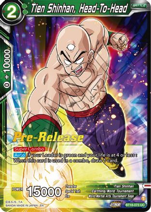 Image of Tien Shinhan, Head-To-Head (BT18-073) - Dawn of the ZLegends PreRelease Cards