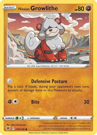 Image of Hisuian Growlithe 070/189  - Holofoil Deck Exclusives - Promo