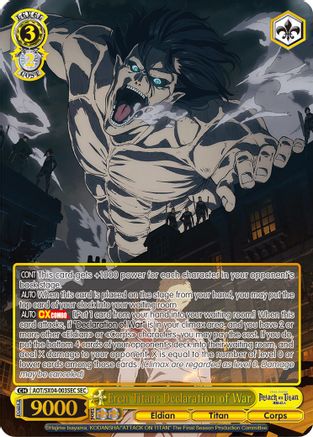 Image of Eren Titan: Declaration of War (SEC) (AOT/SX04-003SEC SEC) - Attack On Titan: Final Season