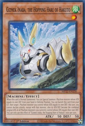 Image of Gizmek Inaba, the Hopping Hare of Hakuto (MP22-EN130) - 2022 Tin of the Pharaoh's Gods 1st Edition