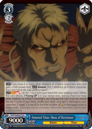 Image of Armored Titan: Show of Resistance (AOT/SX04-073 R) - Attack On Titan: Final Season