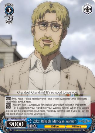 Image of Zeke: Reliable Marleyan Warrior (AOT/SX04-074 R) - Attack On Titan: Final Season