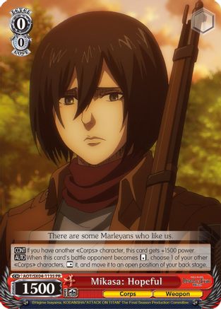 Image of Mikasa: Hopeful (Foil) (AOT/SX04-113S PR) - Attack On Titan: Final Season