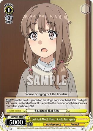 Image of Best Part About Winter, Kaede Azusagawa (SBY/W77-E015 C) - Rascal Does Not Dream of a Dreaming Girl