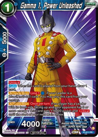 Image of Gamma 1, Power Unleashed (Zenkai Series Tournament Pack Vol.1) (P-411) - Tournament Promotion Cards