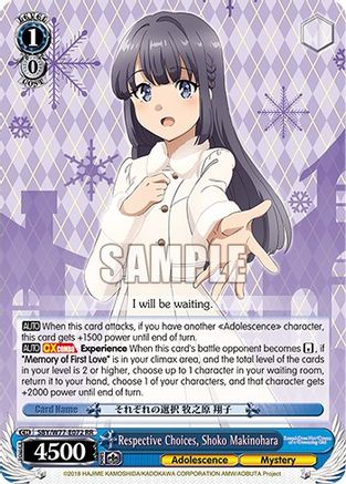 Image of Respective Choices, Shoko Makinohara (SBY/W77-E072 RR) - Rascal Does Not Dream of a Dreaming Girl