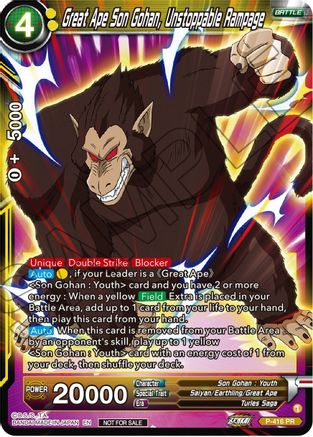 Image of Great Ape Son Gohan, Unstoppable Rampage (Zenkai Series Tournament Pack Vol.1) (P-416) - Tournament Promotion Cards