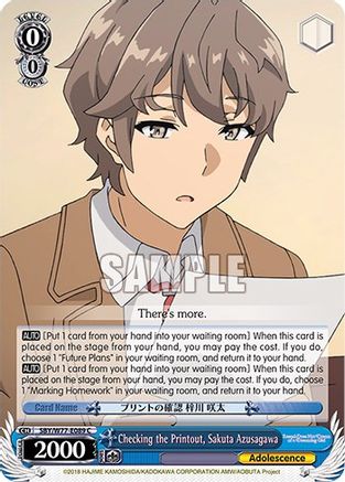 Image of Checking the Printout, Sakuta Azusagawa (SBY/W77-E089 C) - Rascal Does Not Dream of a Dreaming Girl