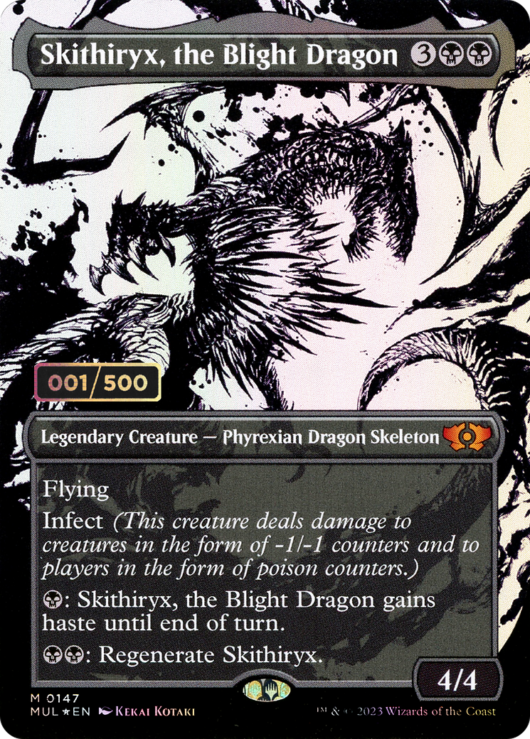Image of Skithiryx, the Blight Dragon (Serial Numbered) (MUL-147) - Multiverse Legends: (Showcase) (Borderless) Foil