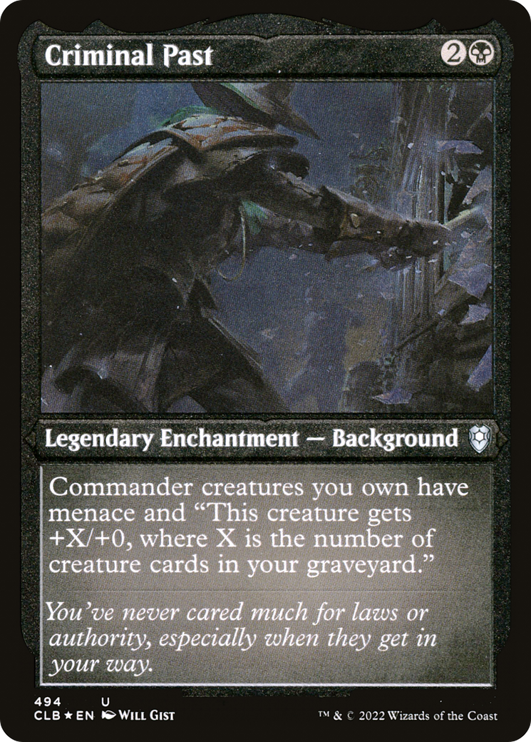 Image of Criminal Past (CLB-494) - Commander Legends: Battle for Baldur's Gate Etched Foil