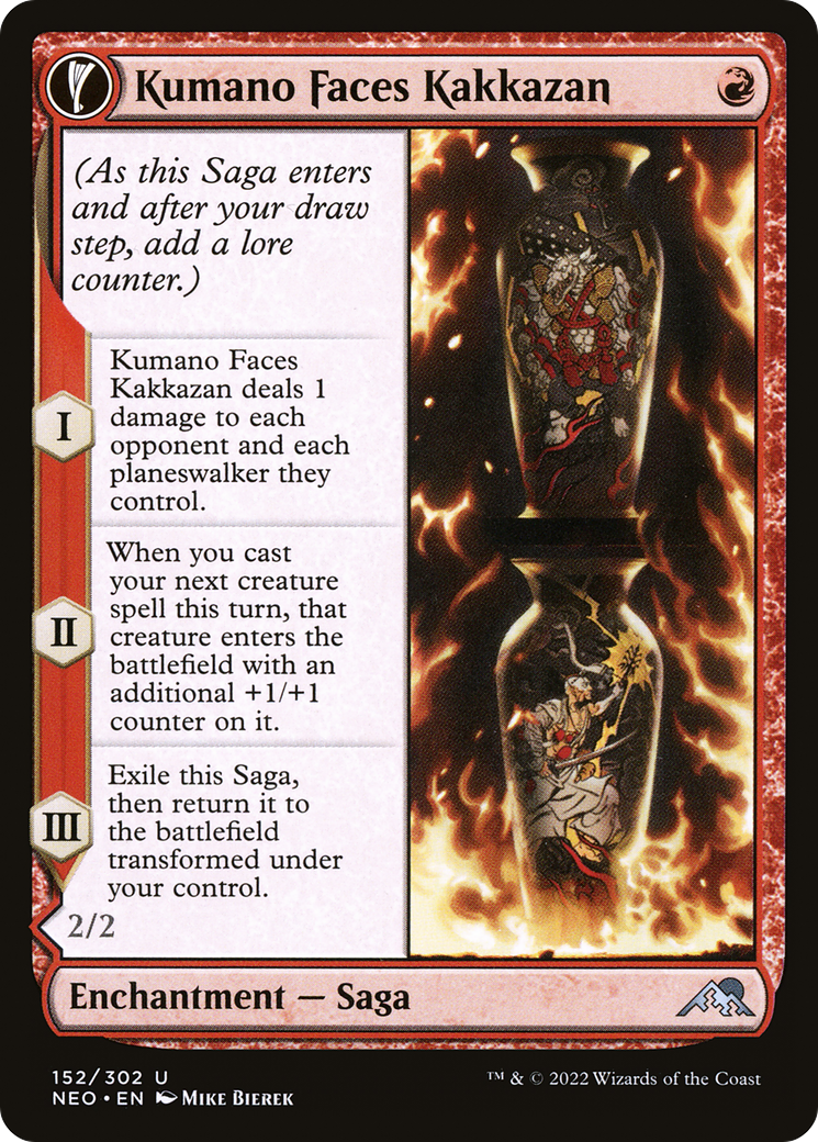 Image of Kumano Faces Kakkazan (NEO-152) - Kamigawa: Neon Dynasty: (fandfc, enchantment) Foil