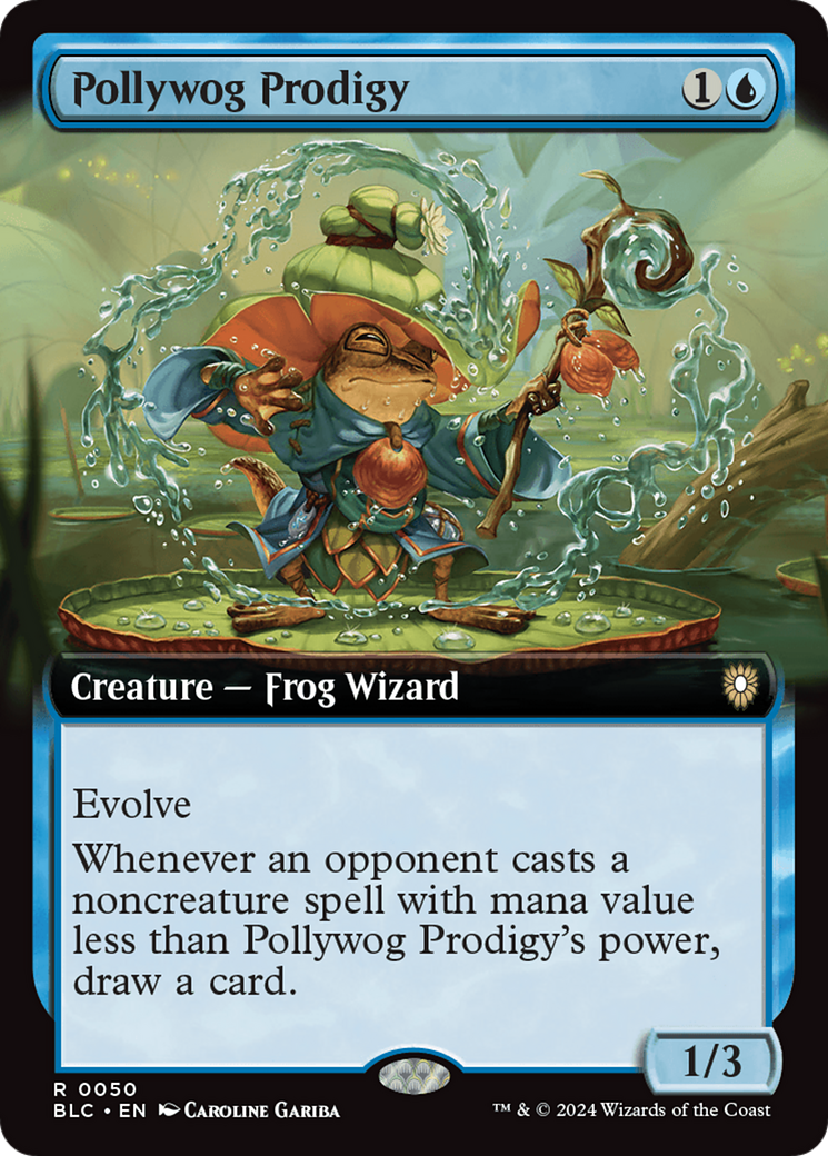 Image of Pollywog Prodigy (Extended Art) (BLC-050) - Bloomburrow Commander: (Extended Art)