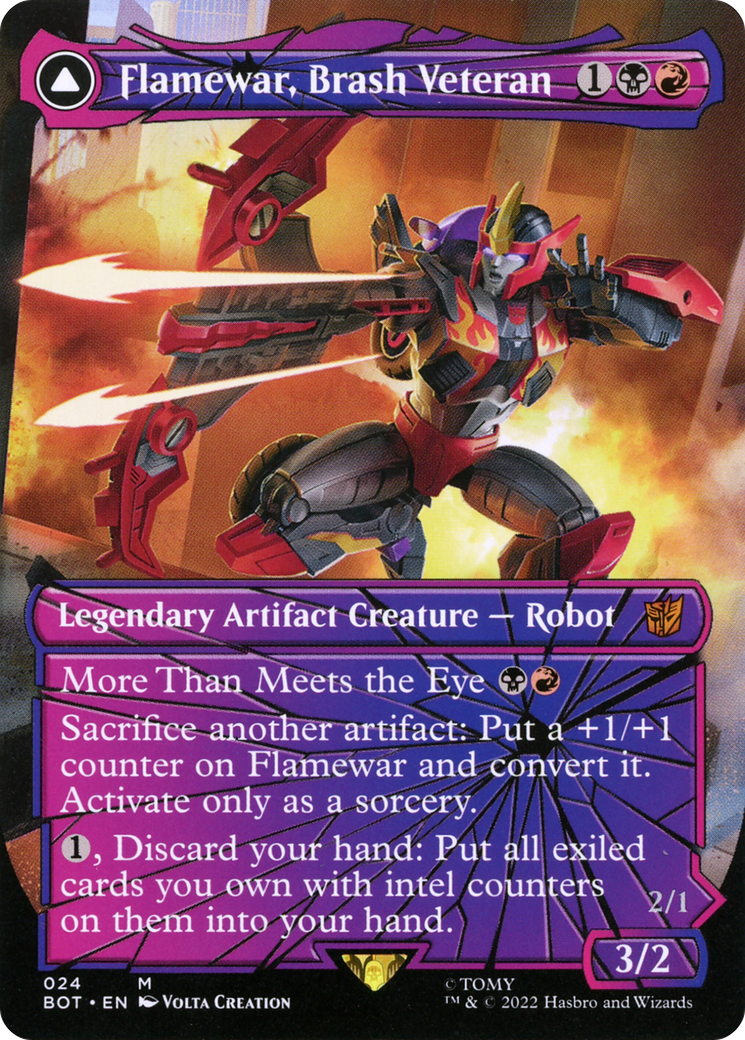 Image of Flamewar, Brash Veteran (Shattered Glass) (BOT-024) - Transformers: (shatteredglass, convertdfc) (Borderless)