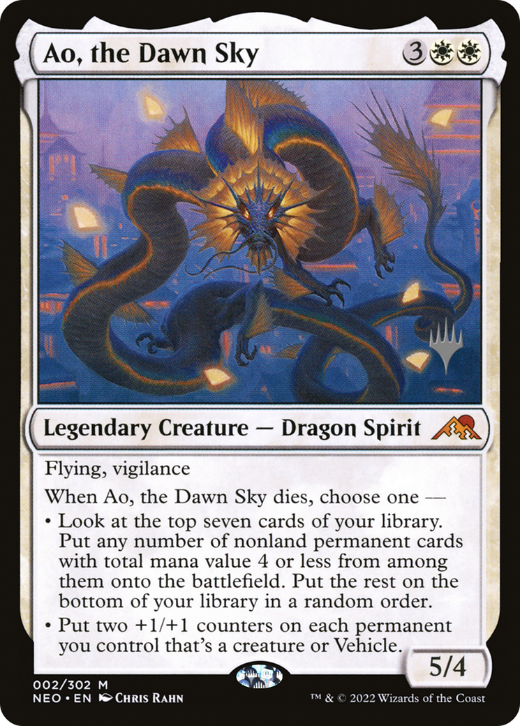 Image of Ao, the Dawn Sky (PPNEO-02P) - Kamigawa: Neon Dynasty Promos Foil