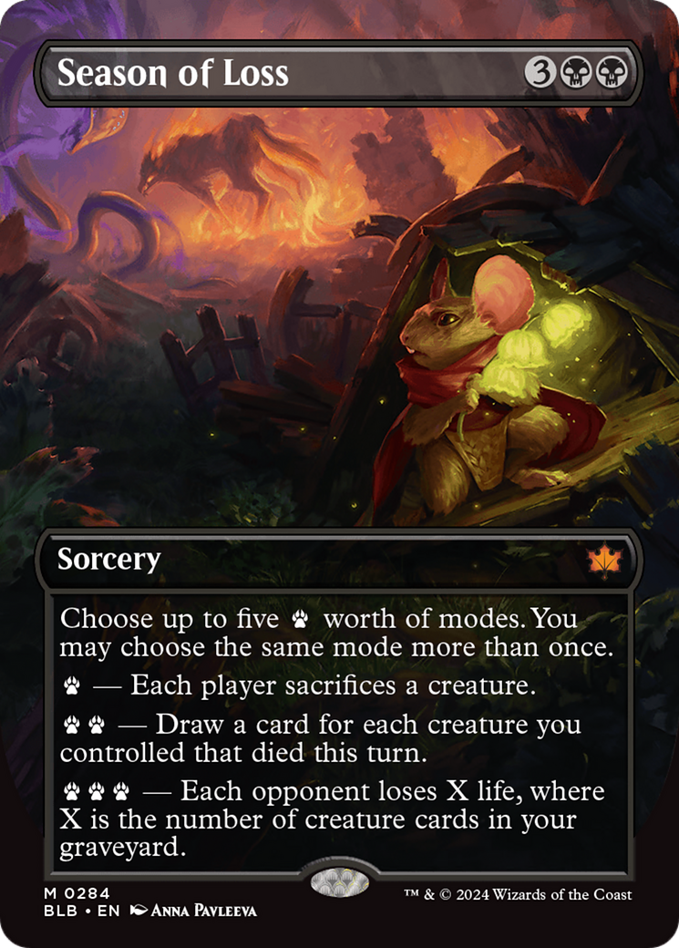 Image of Season of Loss (Borderless) (BLB-284) - Bloomburrow: (Showcase) (Borderless) Foil