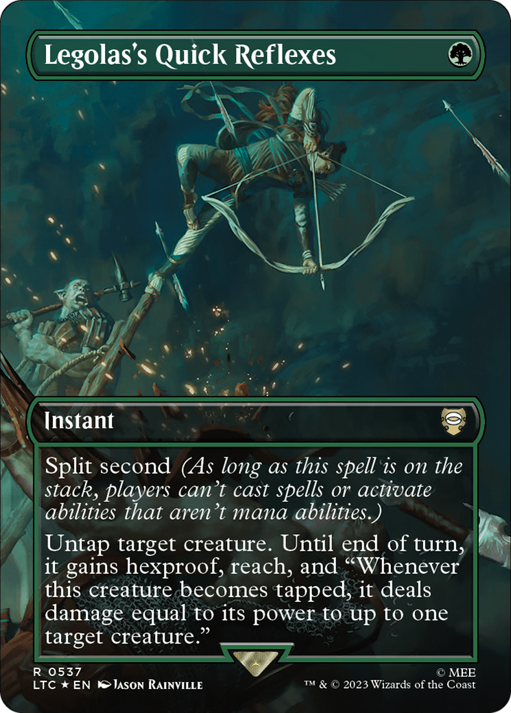 Image of Legolas's Quick Reflexes (Borderless) (Surge Foil) (LTC-537) - Tales of Middle-earth Commander (Borderless) Foil