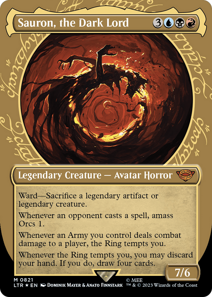 Image of Sauron, the Dark Lord (Showcase) (Surge Foil) (LTR-821) - The Lord of the Rings: Tales of Middle-earth: (Showcase) (Borderless) Foil