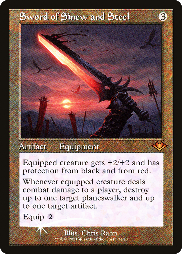 Image of Sword of Sinew and Steel (Retro Frame) (MH1-031) - Modern Horizons 1 Timeshifts Etched Foil