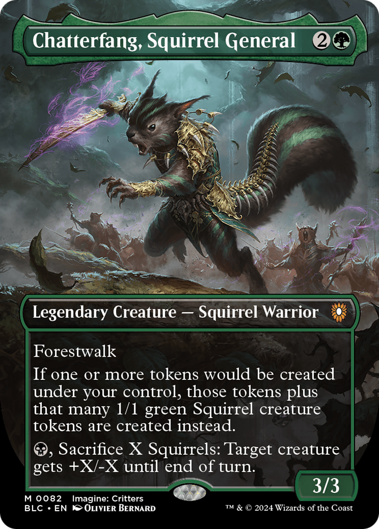 Image of Chatterfang, Squirrel General (Borderless) (BLC-082) - Bloomburrow Commander (Borderless) Foil