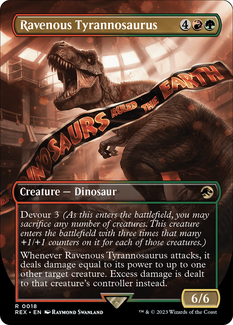 Image of Ravenous Tyrannosaurus (Borderless) (REX-018) - Jurassic World Collection (Borderless) Foil