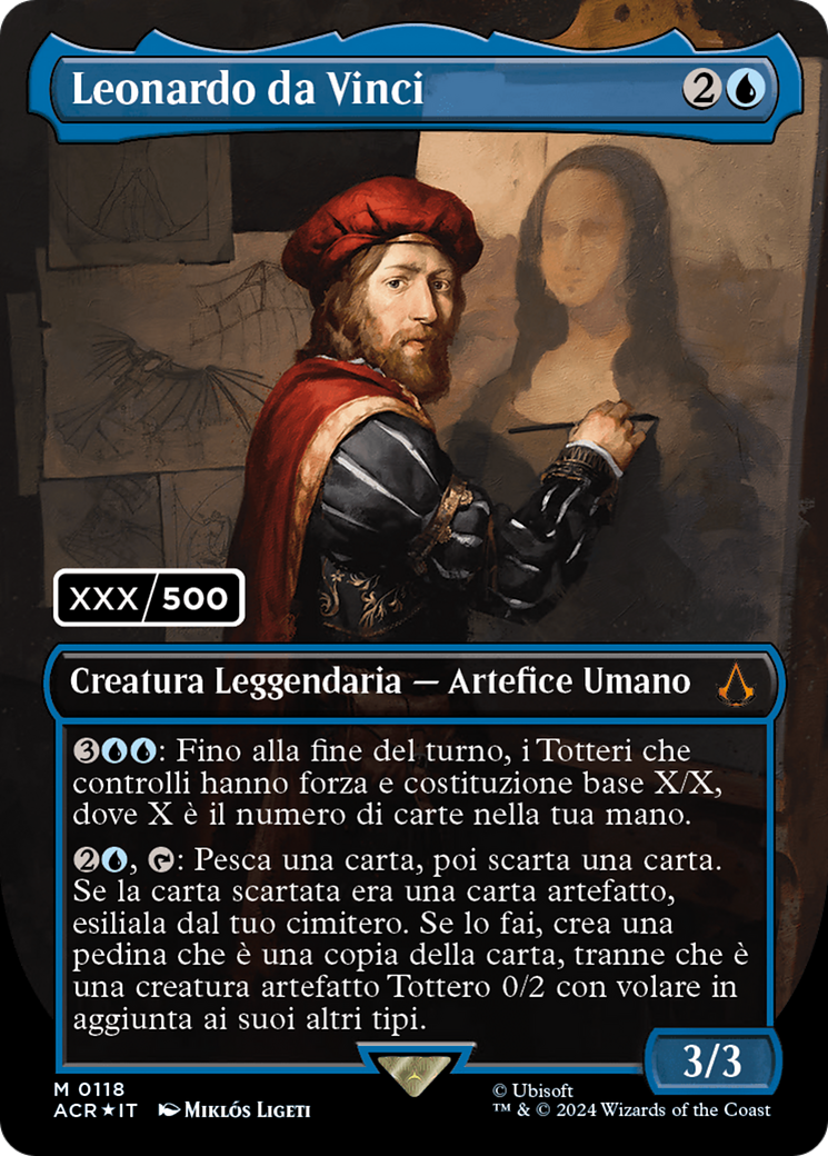 Image of Leonardo da Vinci (Italian) (Serial Numbered) (ACR-118) - Assassin's Creed (Borderless) Foil