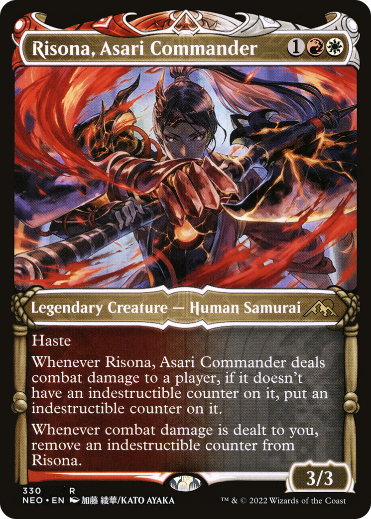 Image of Risona, Asari Commander (Showcase) (NEO-330) - Kamigawa: Neon Dynasty: (Showcase) Foil