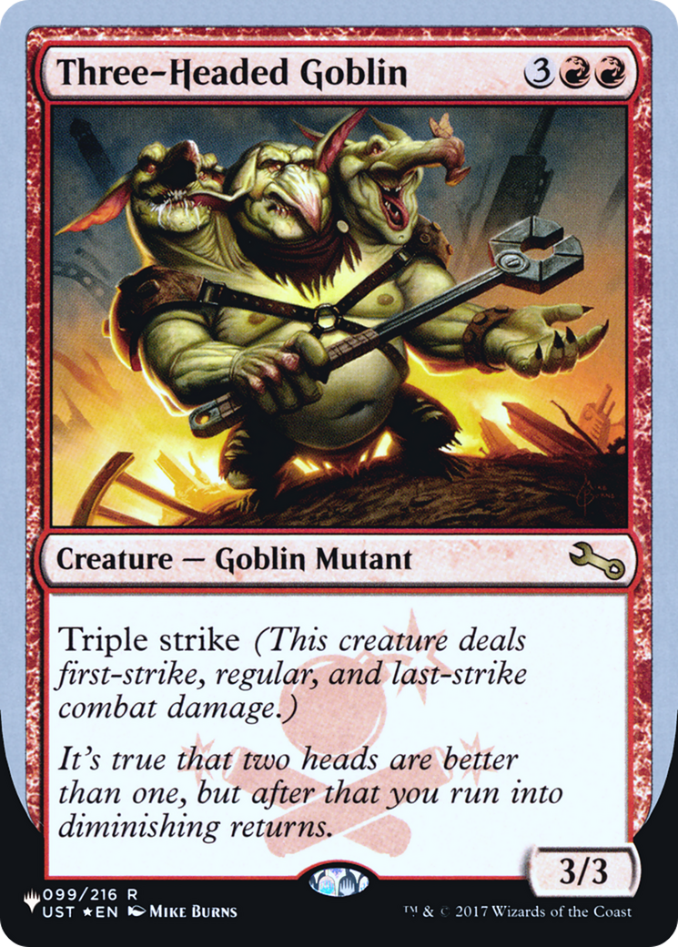 Image of Three-Headed Goblin (LIST-099/216) - The List (Unfinity Foil Edition) Foil