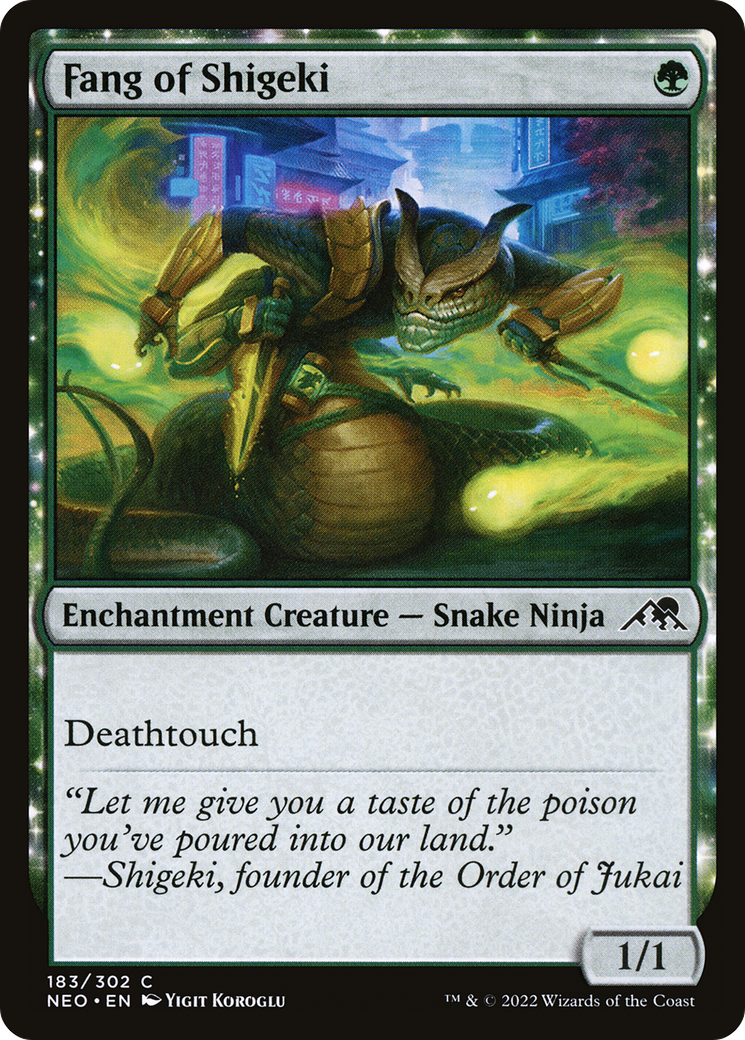 Image of Fang of Shigeki (NEO-183) - Kamigawa: Neon Dynasty: (enchantment) Foil