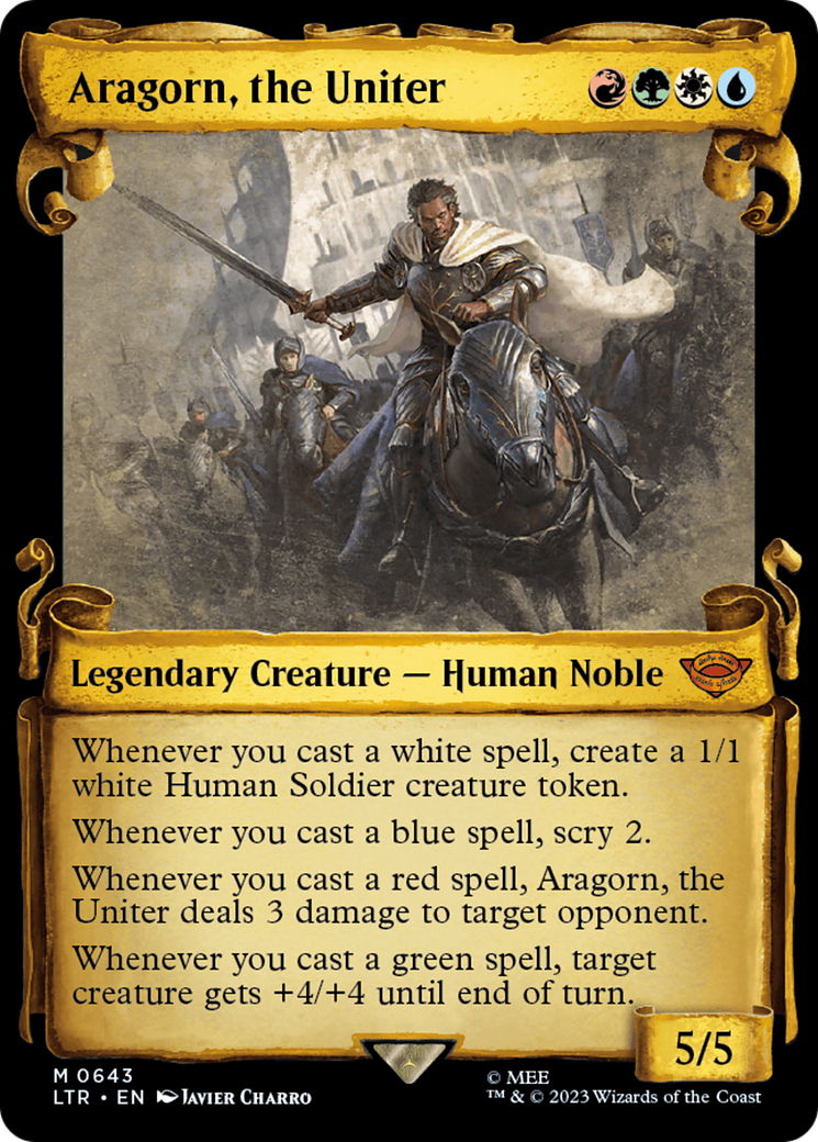 Image of Aragorn, the Uniter (Showcase Scrolls) (LTR-643) - The Lord of the Rings: Tales of Middle-earth: (Showcase) Foil