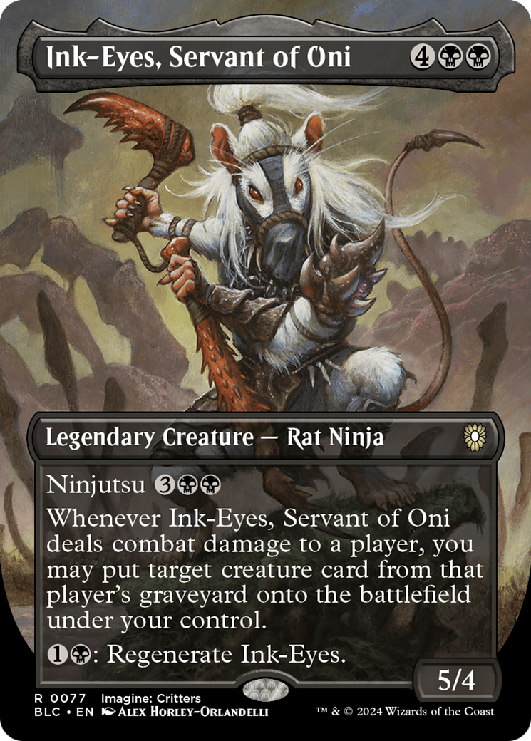 Image of Ink-Eyes, Servant of Oni (Borderless) (BLC-077) - Bloomburrow Commander (Borderless) Foil
