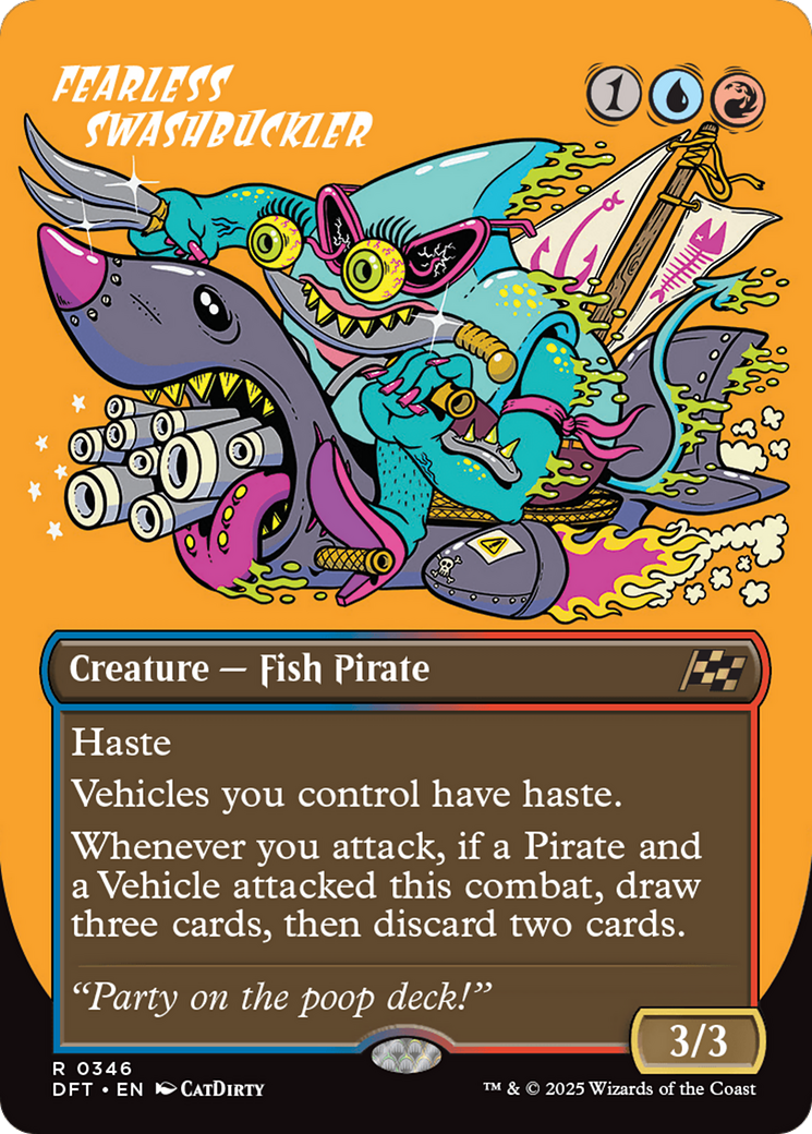 Image of Fearless Swashbuckler (Borderless) (DFT-346) - Aetherdrift (Borderless) Foil