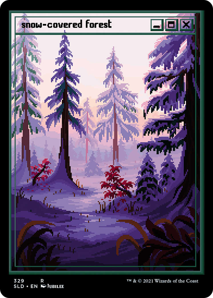 Image of Snow-Covered Forest (PixelSnowLands.jpg) (SLD-329) - Secret Lair Drop