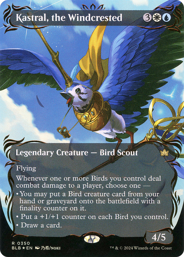 Image of Kastral, the Windcrested (Borderless) (Raised Foil) (BLB-350) - Bloomburrow: (Showcase) (Borderless) Foil