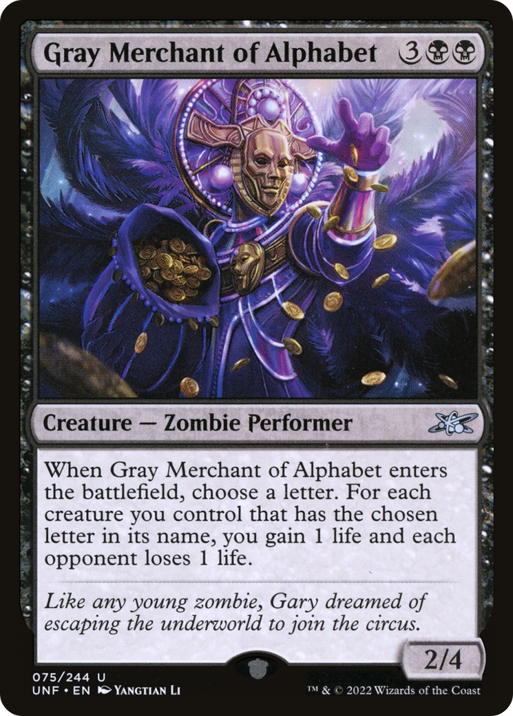 Image of Gray Merchant of Alphabet (UNF-075) - Unfinity Foil