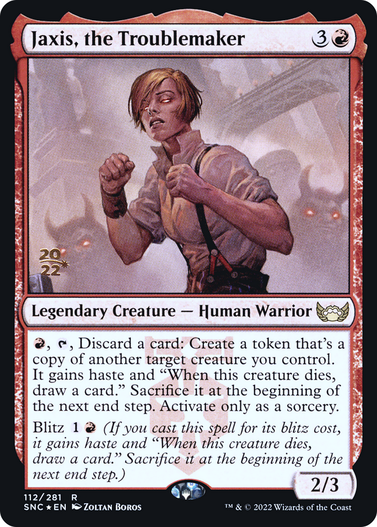 Image of Jaxis, the Troublemaker (PRE-112) - Streets of New Capenna Promos Foil