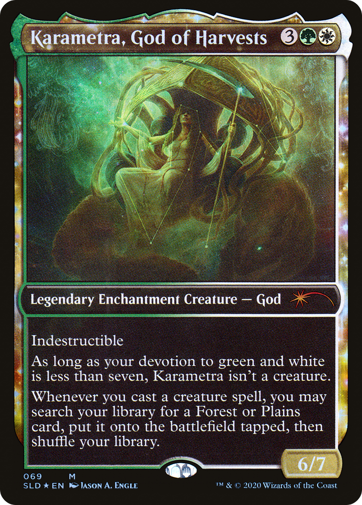 Image of Karametra, God of Harvests (SLD-069) - Secret Lair Drop: (enchantment, Showcase) Foil