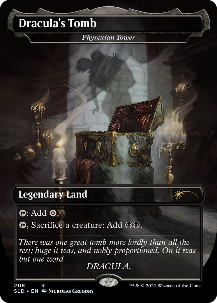 Image of Dracula's Tomb - Phyrexian Tower (SLD-208) - Secret Lair Drop / Dracula's Tomb (Borderless) Foil