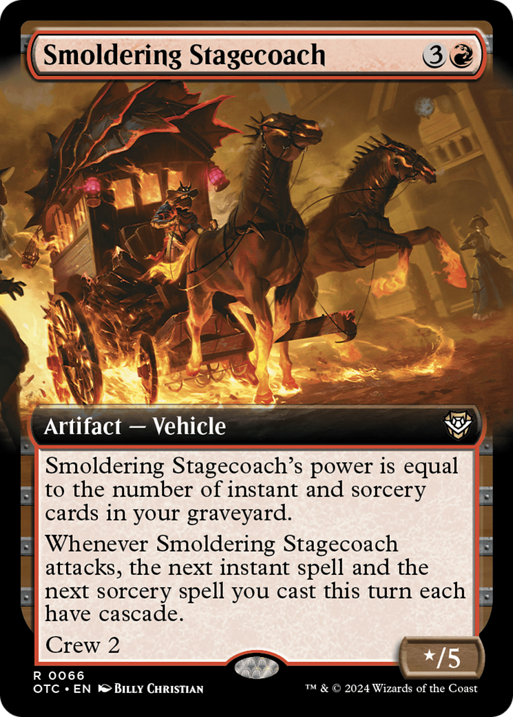 Image of Smoldering Stagecoach (Extended Art) (OTC-066) - Outlaws of Thunder Junction Commander: (Extended Art)