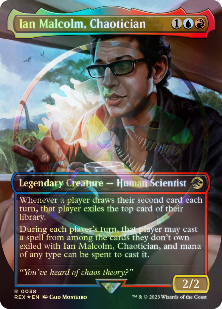 Image of Ian Malcolm, Chaotician (Borderless) (Emblem) (REX-038) - Jurassic World Collection (Borderless) Foil