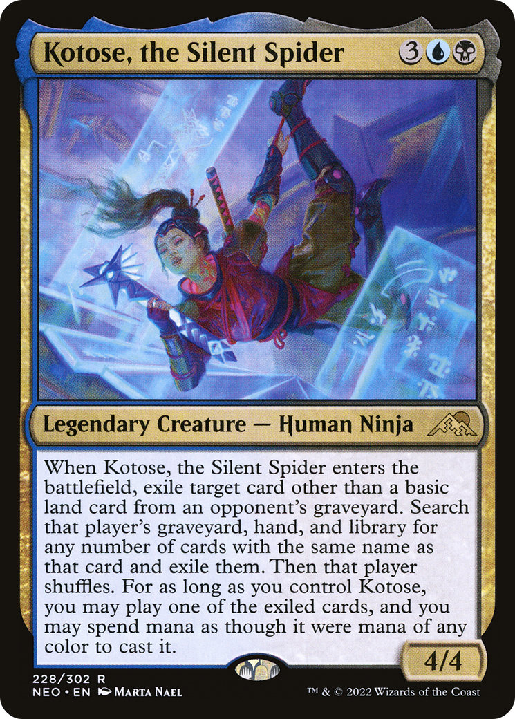 Image of Kotose, the Silent Spider (NEO-228) - Kamigawa: Neon Dynasty Foil