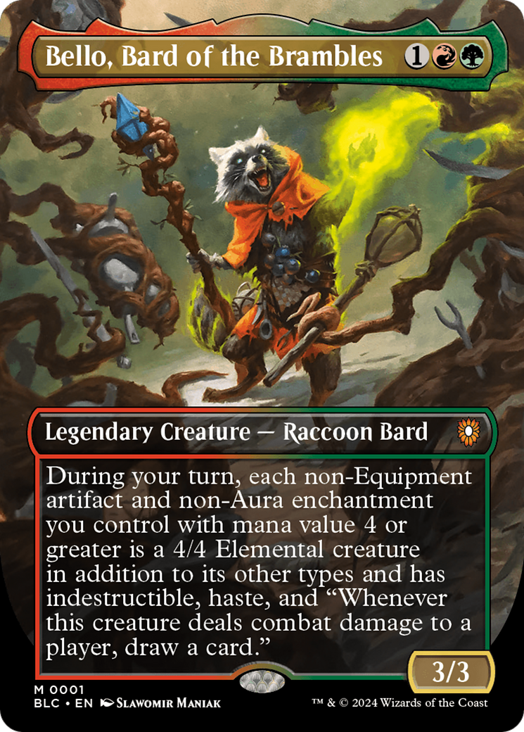 Image of Bello, Bard of the Brambles (Borderless) (BLC-001) - Bloomburrow Commander (Borderless) Foil