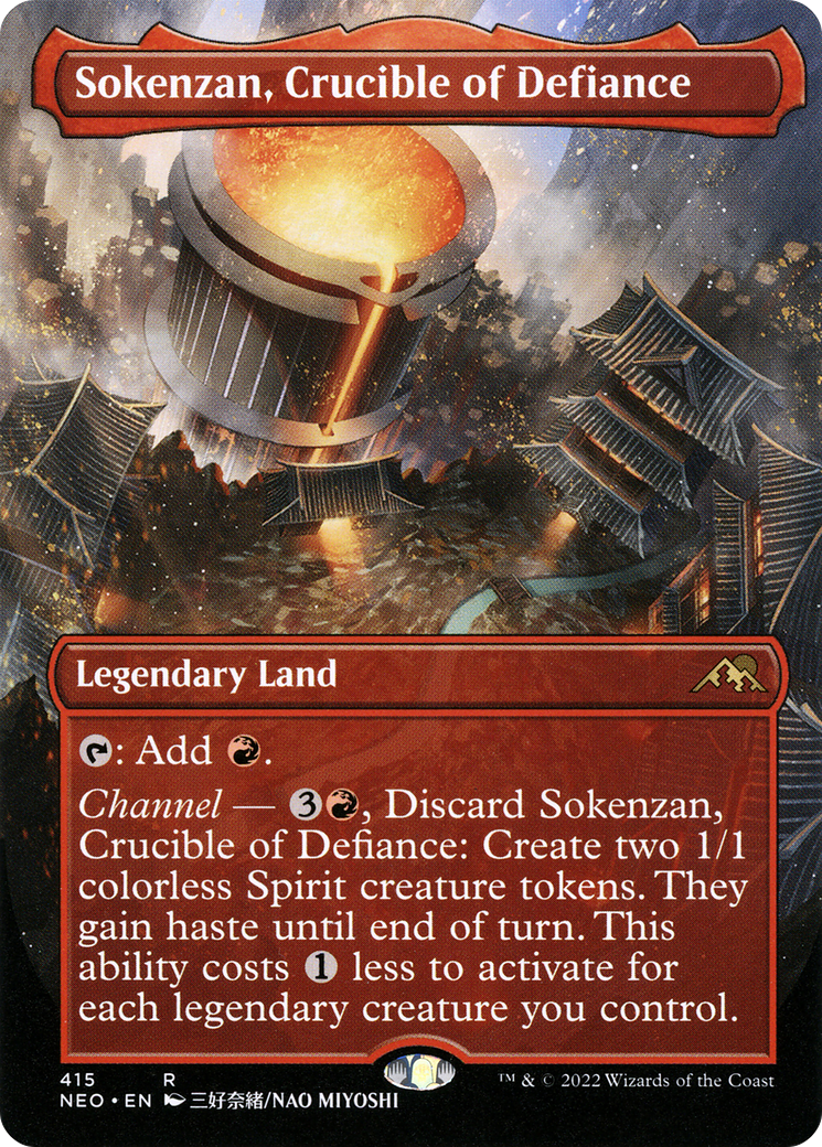Image of Sokenzan, Crucible of Defiance (Borderless) (NEO-415) - Kamigawa: Neon Dynasty (Borderless)