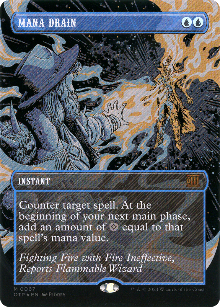 Image of Mana Drain (Textured Foil) (OTP-067) - Breaking News (Borderless) Foil