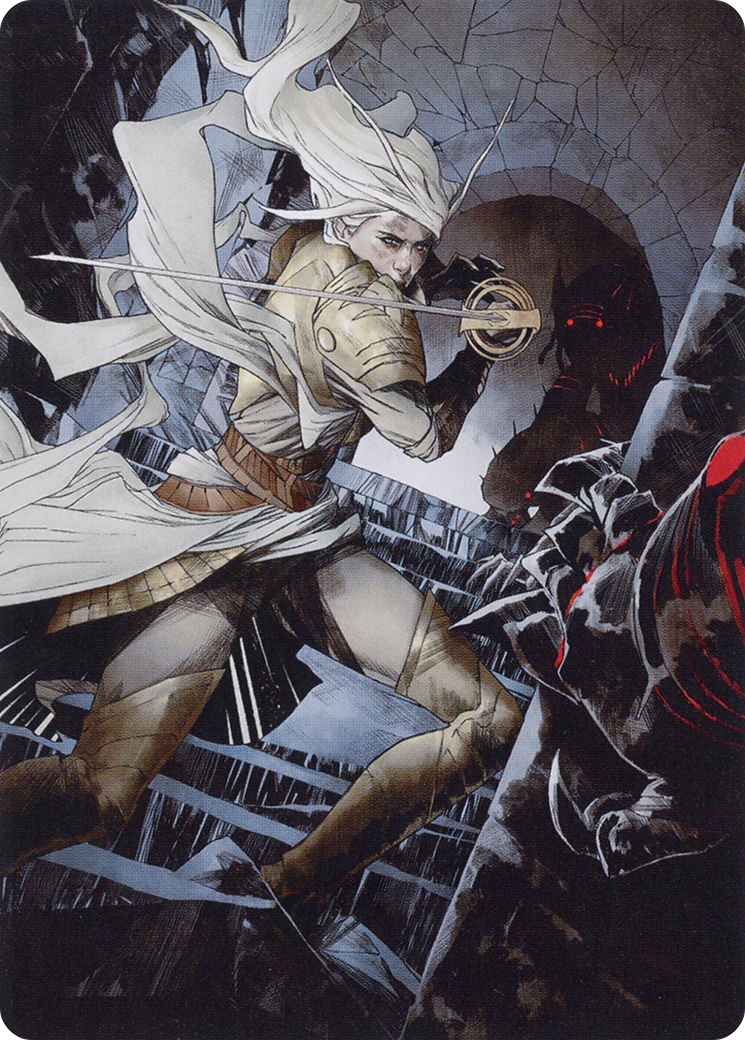 Image of Thalia, Guardian of Thraben // Thalia, Guardian of Thraben (AMOM-067) - March of the Machine Art Series (Borderless)