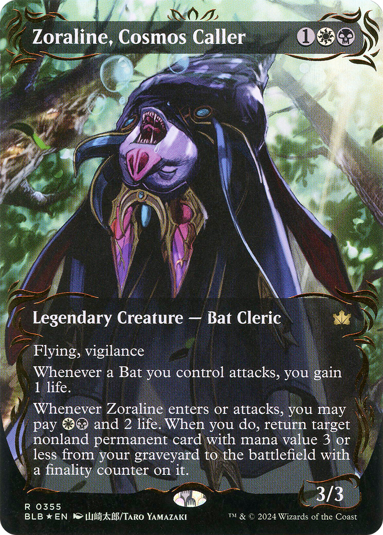 Image of Zoraline, Cosmos Caller (Borderless) (Raised Foil) (BLB-355) - Bloomburrow: (Showcase) (Borderless) Foil