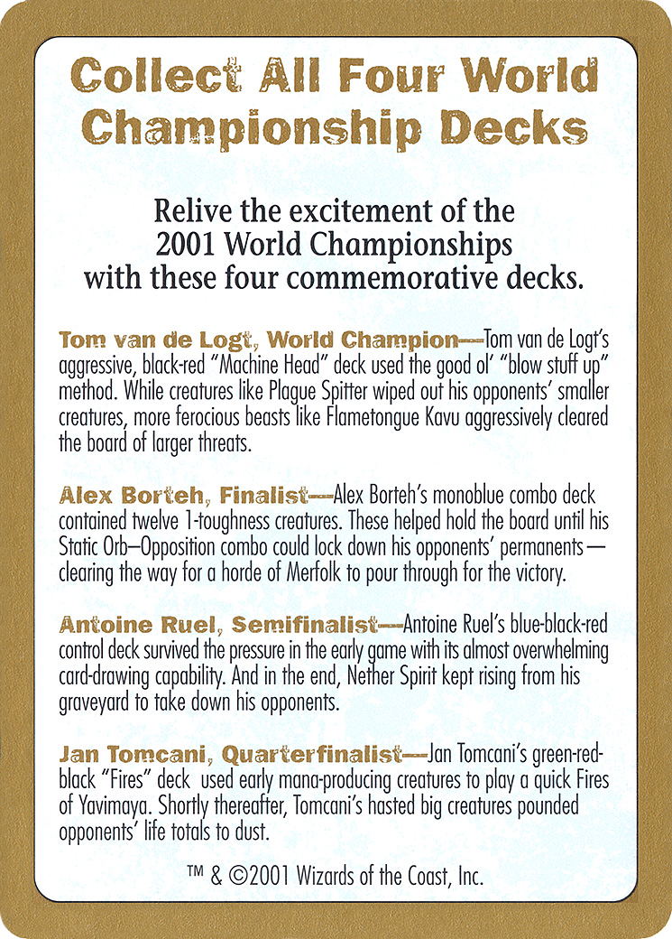 Image of 2001 World Championship Advertisement Card (WCD-) - World Championship Decks 2001