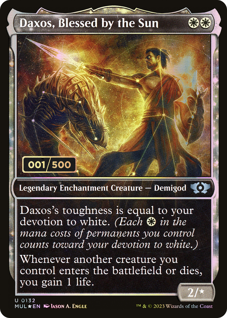 Image of Daxos, Blessed by the Sun (Serial Numbered) (MUL-132) - Multiverse Legends: (Showcase, enchantment) Foil