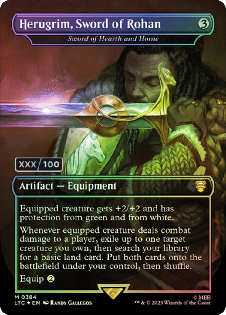Image of Herugrim, Sword of Rohan - Sword of Hearth and Home (Serial Numbered) (LTC-384) - Tales of Middle-earth Commander / Herugrim, Sword of Rohan (Borderless) Foil