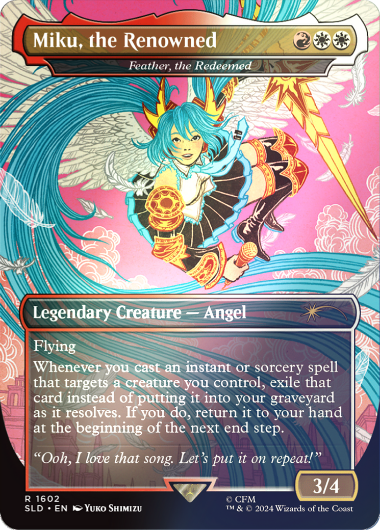 Image of Miku, the Renowned - Feather, the Redeemed (Rainbow Foil) (SLD-1602★) - Secret Lair Drop / Miku, the Renowned (Borderless) Foil